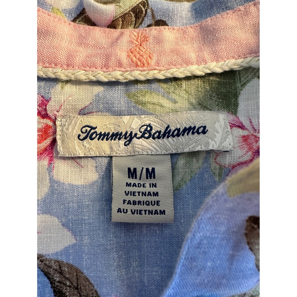 Tommy Bahama Coastline Orchid Dreams Flounce Linen Shirt Dress Size‎ M Blue Pink - Picture 8 of 10